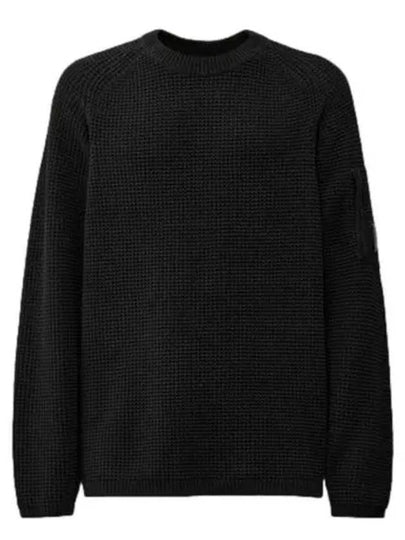 Cotton Chenille Crew Neck Knit Top Black - CP COMPANY - BALAAN 2