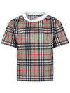 Kids Vintage Check Mesh Short Sleeve T-Shirt Beige - BURBERRY - BALAAN 1