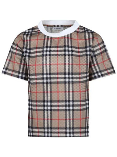 Kids Vintage Check Mesh Short Sleeve T-Shirt Beige - BURBERRY - BALAAN 1