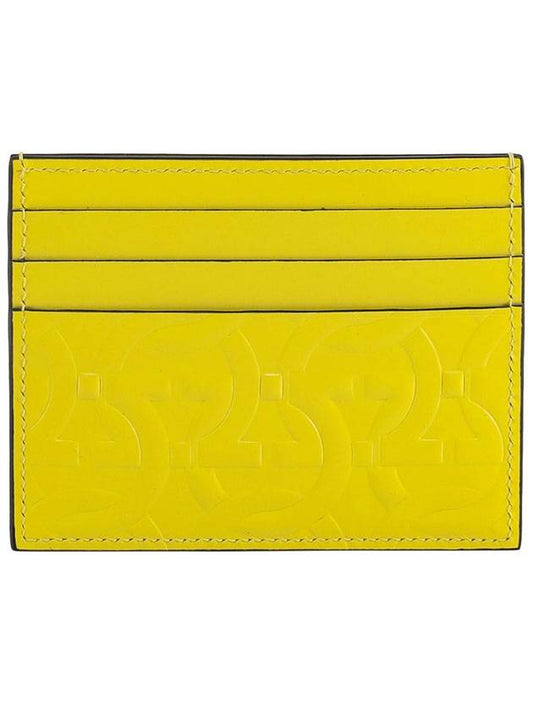 Embossed Logo Card Wallet Yellow - SALVATORE FERRAGAMO - BALAAN 1