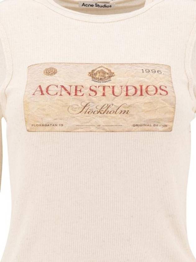 Logo Print Layered Short Sleeve T-Shirt Beige - ACNE STUDIOS - BALAAN 4