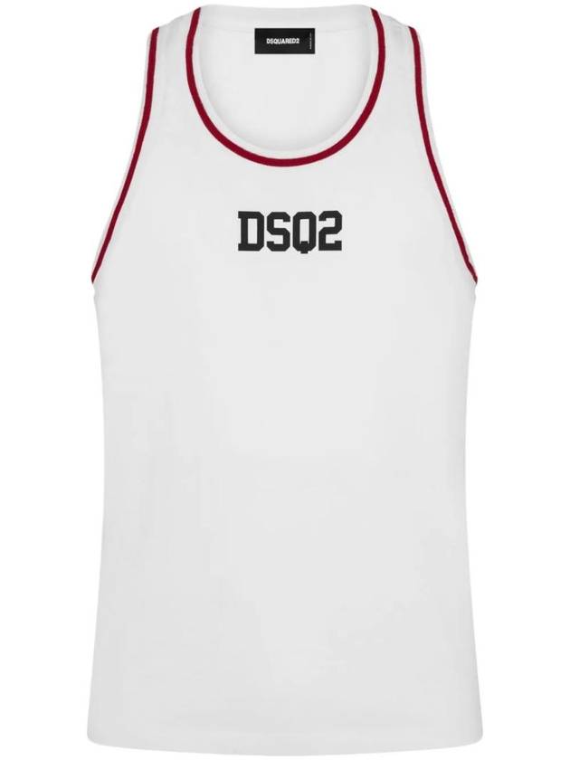 Logo Print Cotton Tank Sleeveless White - DSQUARED2 - BALAAN 1