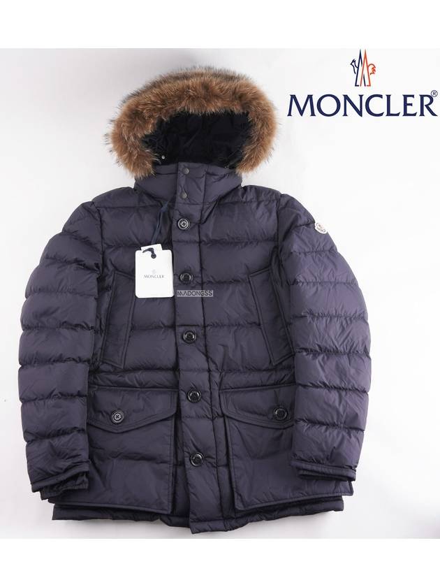 Men's Cluny Hooded Fur Short Padding Night Blue - MONCLER - BALAAN 2