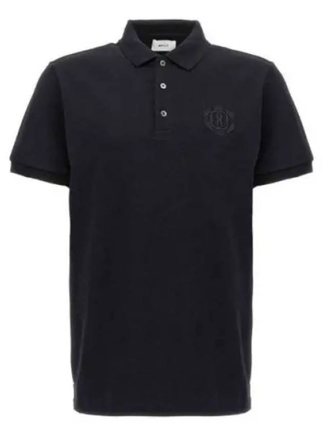 Embroidery Logo Short Sleeve Polo Shirt Black - BALLY - BALAAN 2