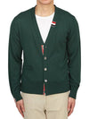 Men's Jersey Stitch V-Neck Cardigan Green - THOM BROWNE - BALAAN 4