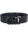 Gancini Buckle Reversible Leather Belt Navy Black - SALVATORE FERRAGAMO - BALAAN 3