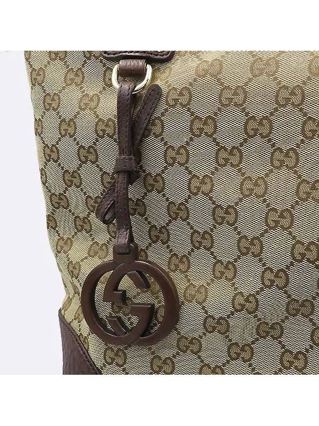 247237 GG logo jacquard dark brown leather blend interlocking charm detail tote bag - GUCCI - BALAAN 3