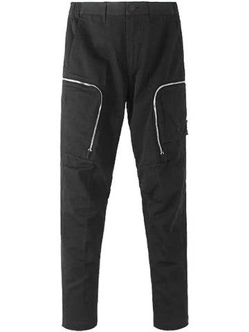 Shadow Zipper Detail Straight Pants Black - STONE ISLAND - BALAAN 1