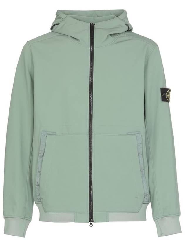 Men's Wappen Patch Softshell Zip Up Hoodie Green - STONE ISLAND - BALAAN 3