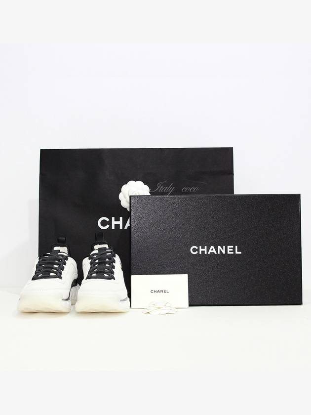 Logo Mixed Fibers Suede Low Top Sneakers White - CHANEL - BALAAN 2