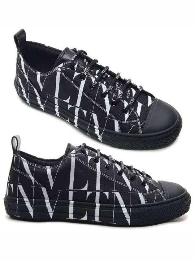 VLTN Logo Print Low Top Sneakers Black - VALENTINO - BALAAN 2