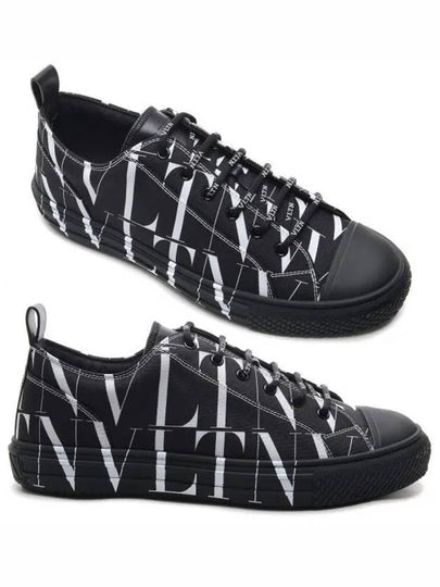 VLTN Logo Print Low Top Sneakers Black - VALENTINO - BALAAN 2