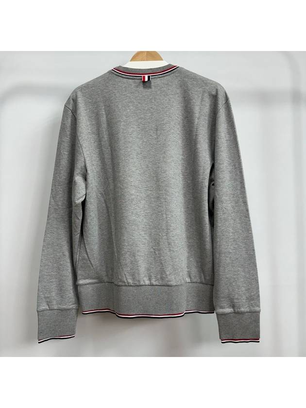 Logo Tab RWB Stripe Trimming Knit Top Grey - THOM BROWNE - BALAAN 3