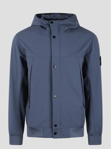 Light Soft Shell R E Dye Technology In Recycled Polyester Hooded Jacket Avio Blue - STONE ISLAND - BALAAN 1