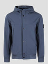 Light Soft Shell R E Dye Technology In Recycled Polyester Hooded Jacket Avio Blue - STONE ISLAND - BALAAN 1