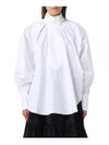 High Neck Long Sleeve Cotton Blouse White - PATOU - BALAAN 2