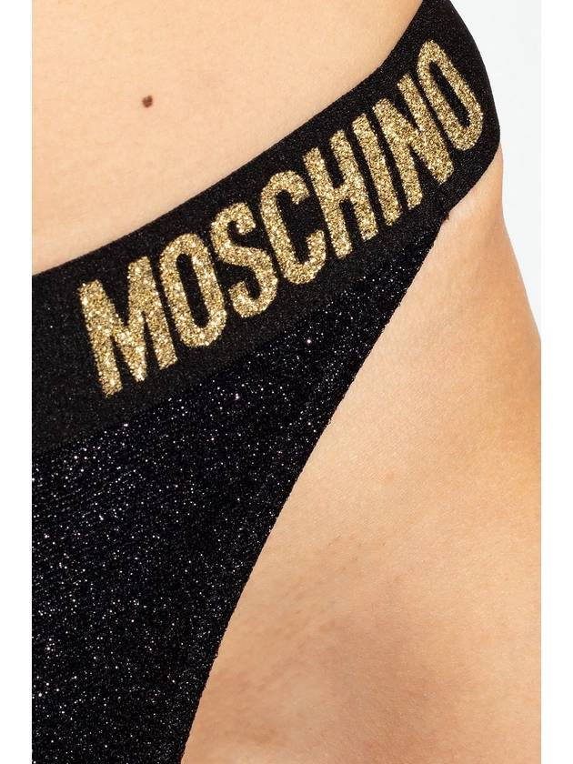 Women s Logo Waist Stretch Bikini Bottoms Black - MOSCHINO - BALAAN 5