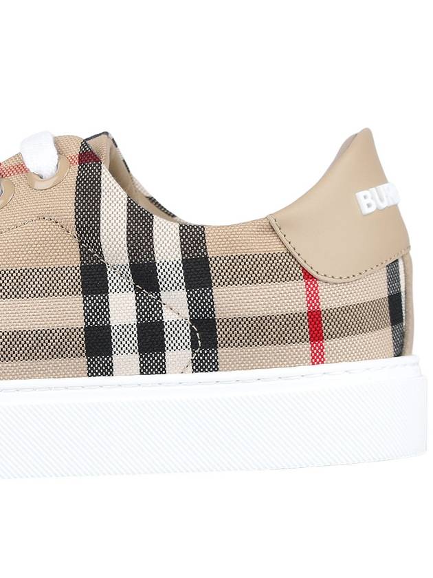 Vintage Check and Leather Sneakers Archive Beige - BURBERRY - BALAAN 7