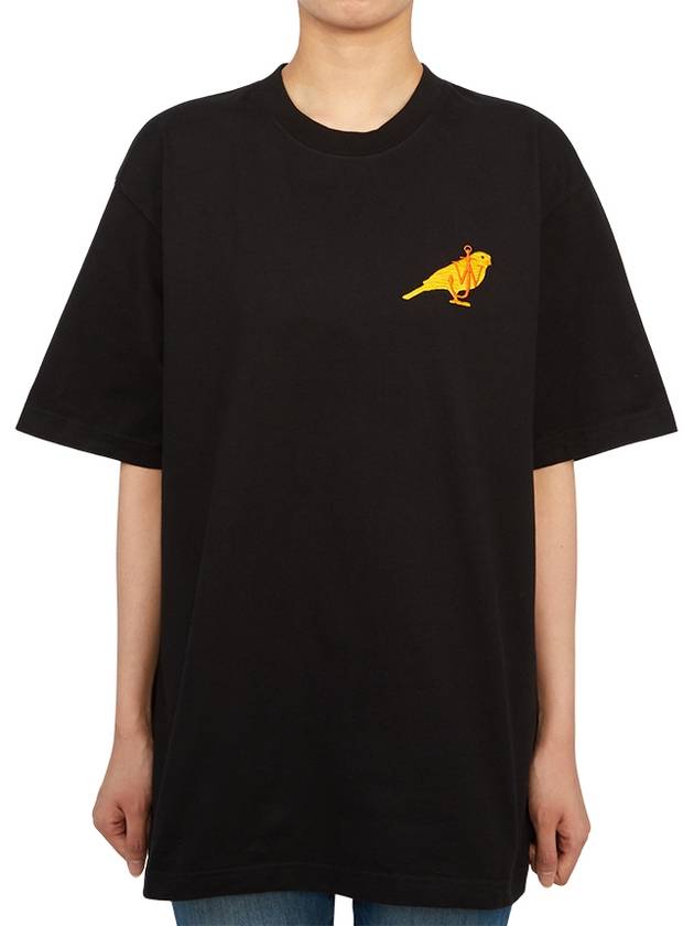 Canary Embroidery Cotton Short Sleeve T-Shirt Black - JW ANDERSON - BALAAN 4