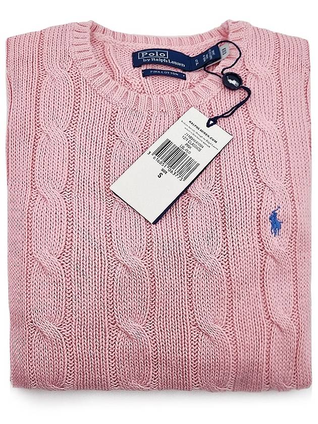 Polo Cable Knit Cotton Women's Round Neck Sweater - POLO RALPH LAUREN - BALAAN 6