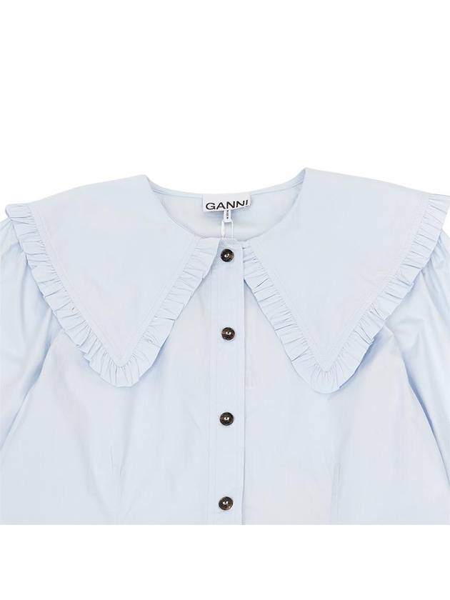 Poplin Frill Collar Shirt Blouse Heather - GANNI - BALAAN 4