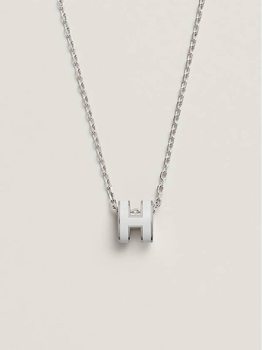 Mini Pop H Pendant Necklace Palladium Blanc - HERMES - BALAAN 2