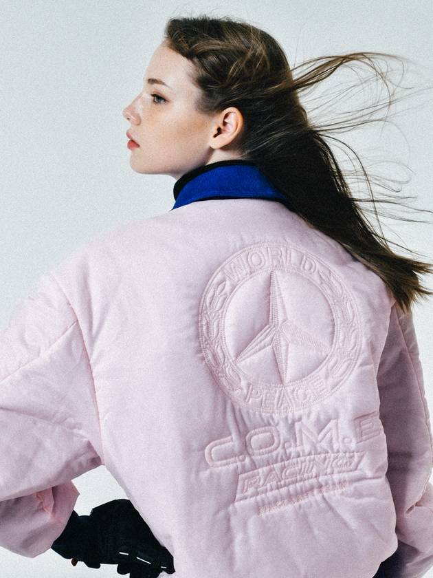 Reversible World Peace Padded Bomber Jacket Light Pink - C.O.M.E - BALAAN 2