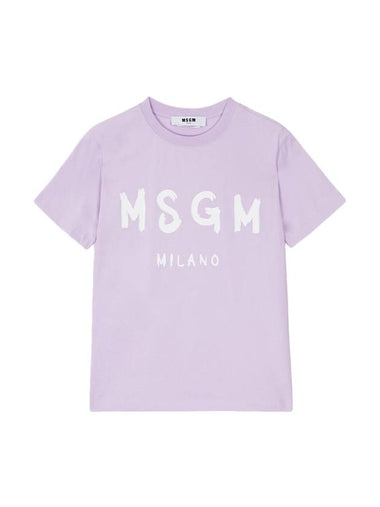 Brushed Logo Short Sleeve T-Shirt Lilac - MSGM - BALAAN 1