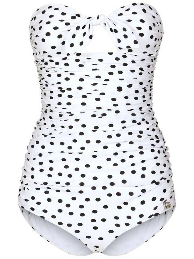 Polka dot print strapless one-piece swimsuit O9C79JFSG8C - DOLCE&GABBANA - BALAAN 2