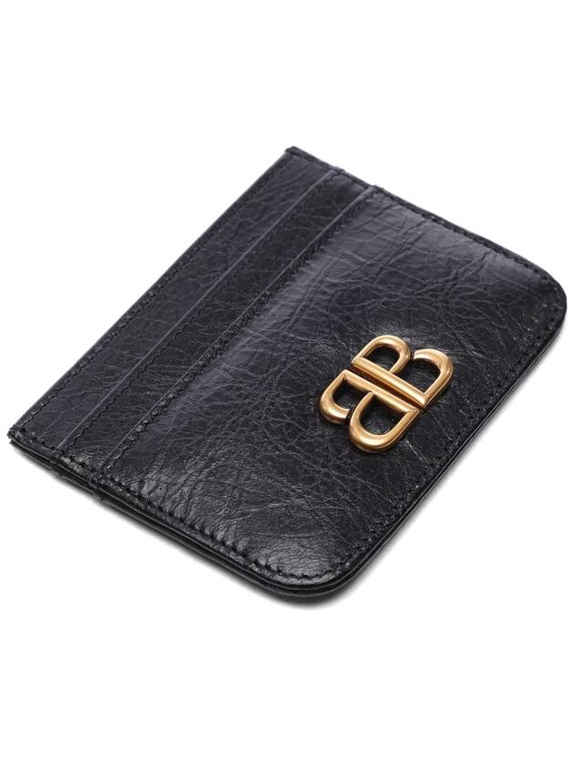 Embellished Logo Leather Card Wallet Black - BALENCIAGA - BALAAN 6