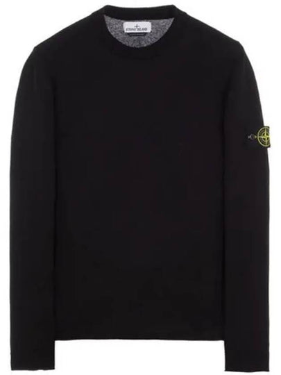 Wappen Patch Crew Neck Cotton Knit Top Black - STONE ISLAND - BALAAN 2