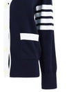 Cotton Hector Pointelle 4 Bar V Neck Cardigan Navy - THOM BROWNE - BALAAN 4