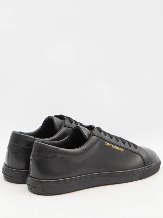 Andy Embossed Logo Leather Low Top Sneakers Black - SAINT LAURENT - BALAAN 4