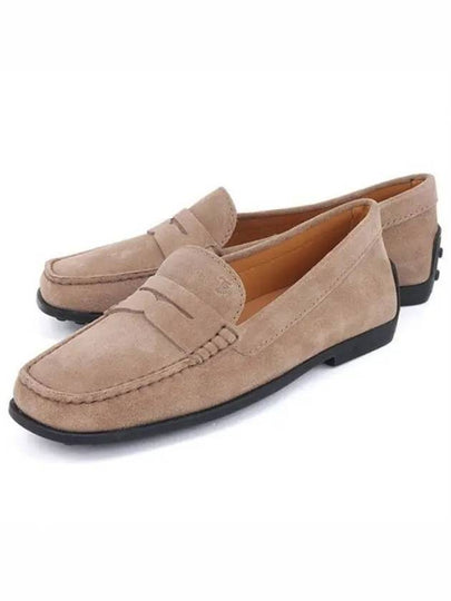 Women's City Gommino Suede Driving Shoes Beige - TOD'S - BALAAN 2