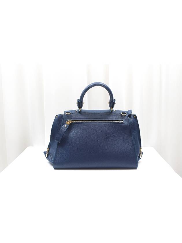 Ferragamo Sofia gold plated Gancini medium navy tote shoulder bag - SALVATORE FERRAGAMO - BALAAN 5