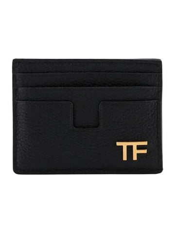 Grain Leather Card Wallet Black - TOM FORD - BALAAN 1