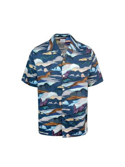 Print Casual Short Sleeve Shirt Blue - PAUL SMITH - BALAAN 2