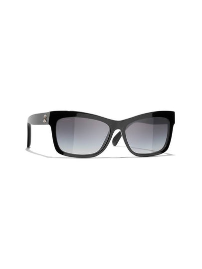 Eyewear CC Logo Cubic Crystal Rectangular Sunglasses Black - CHANEL - BALAAN 2