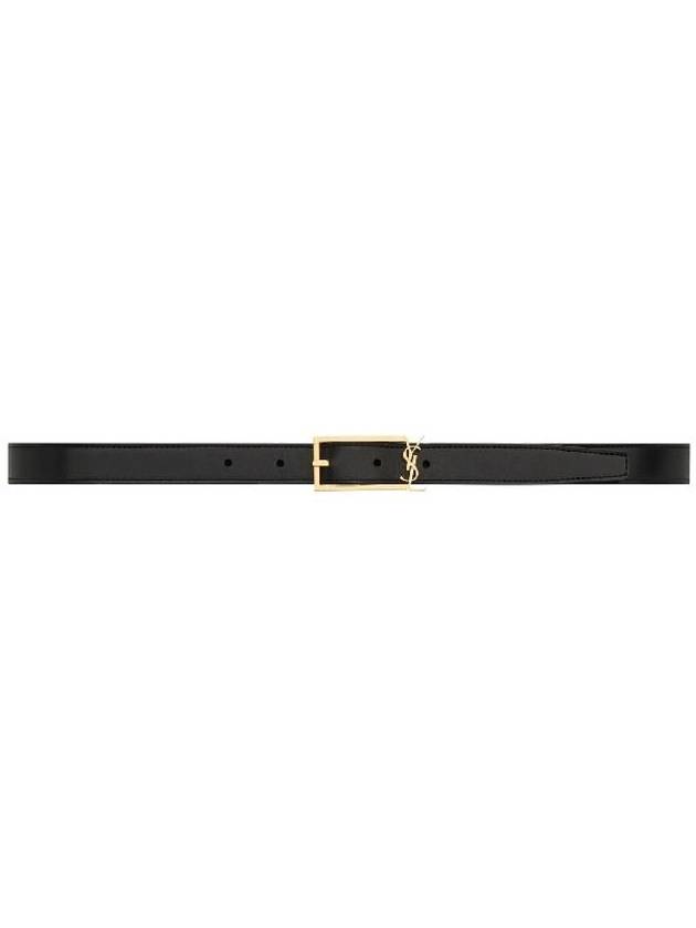 Logo Leather Belt Black - SAINT LAURENT - BALAAN 2