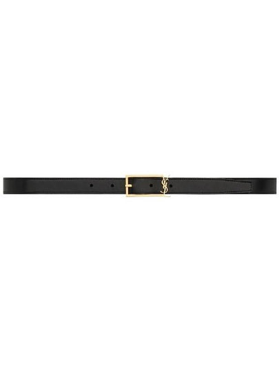 Logo Leather Belt Black - SAINT LAURENT - BALAAN 2