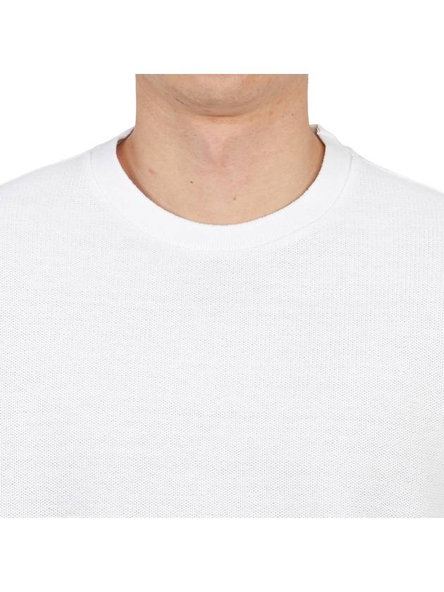 Textured Cotton Stripe Short Sleeve T-Shirt White - THOM BROWNE - BALAAN 9