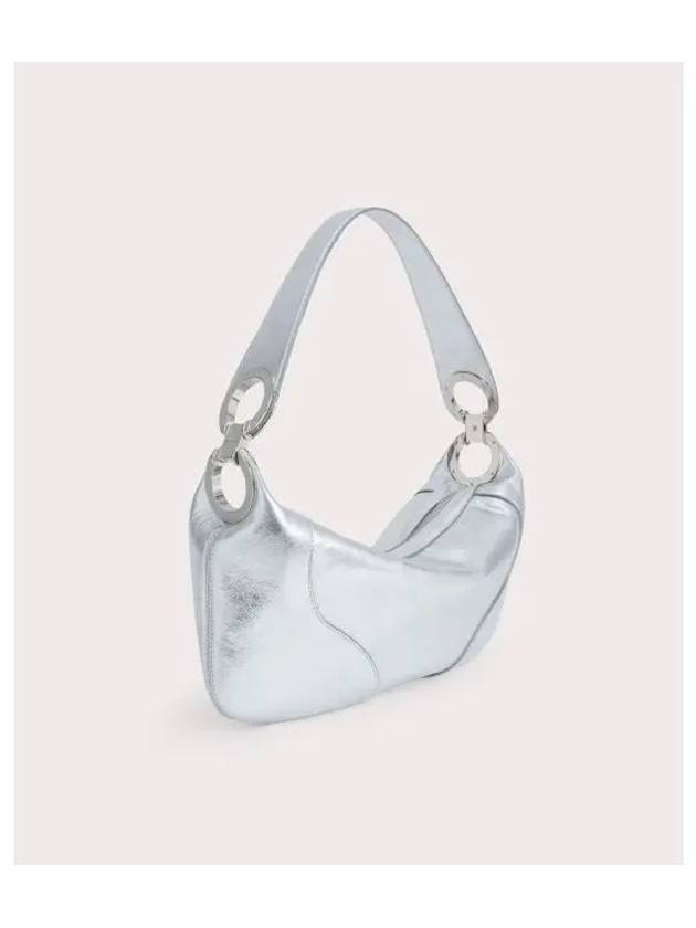 Amira Metallic Leather Shoulder Bag Silver - BY FAR - BALAAN 1