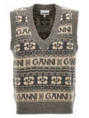 Multi Logo Striped Knit Vest Grey - GANNI - BALAAN 2