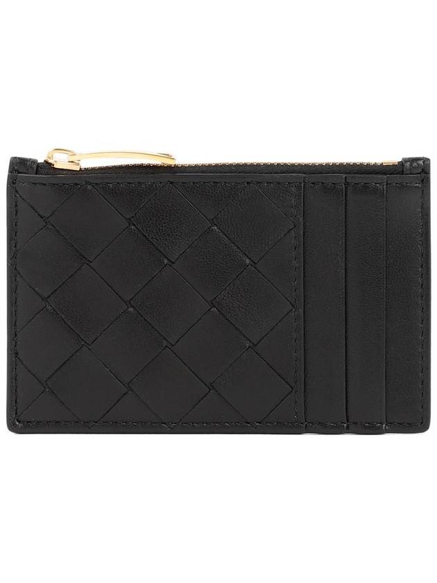 Intrecciato Zipper Leather Card Wallet Black - BOTTEGA VENETA - BALAAN 2