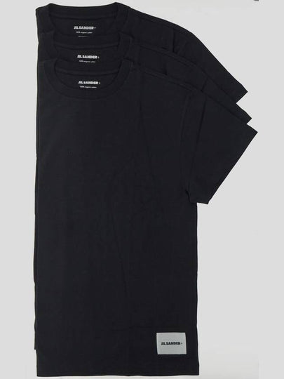 Logo Patch Cotton Short Sleeve T-Shirt 3 Pack Black - JIL SANDER - BALAAN 2