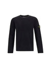 Men's Logo Patch Crew Neck Soft Cotton Knit Top Black - STONE ISLAND - BALAAN 2