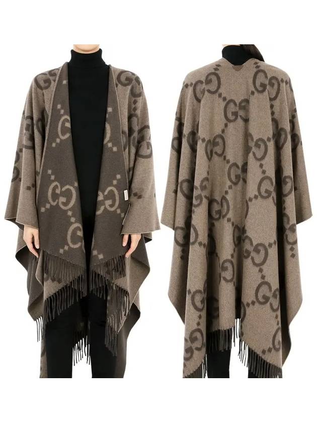 Reversible Jumbo GG Cashmere Cape Camel White - GUCCI - BALAAN 3