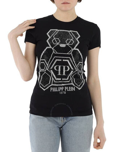 Philipp Plein Ladies Black Sketched Teddy Bear Cotton Jersey T-shirt, Size Medium - PHILIPP PLEIN - BALAAN 1