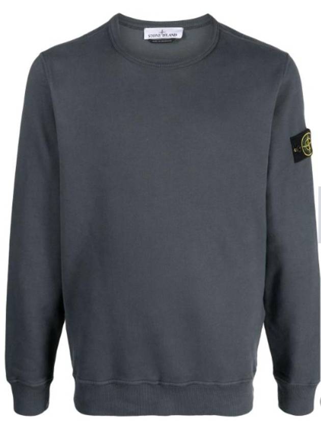 Brushed Cotton Fleece Garment Dyed Crewneck Sweatshirt Black - STONE ISLAND - BALAAN 7