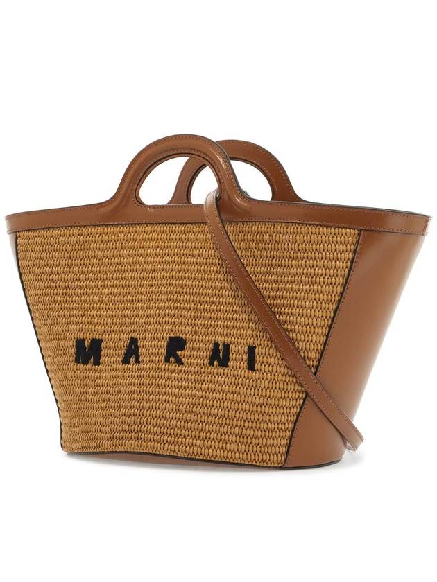 Leather Raffia Tropicalia Tote Bag Rosiena - MARNI - BALAAN 4